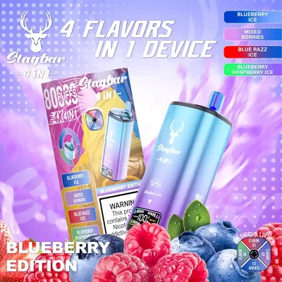 Blueberry Ice & Mixed Berries & Blue Razz Ice & Blueberry Raspberry Ice | STAGBAR 4IN1 80K Puffs Disposable Vape